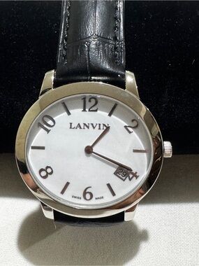 🇫🇷 Rare! LANVIN WATCH! White Dial with Black Strap Unisex